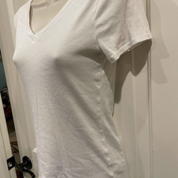 Merona White V Neck XS Short Sleeve T Shirt - Picture 3 of 8